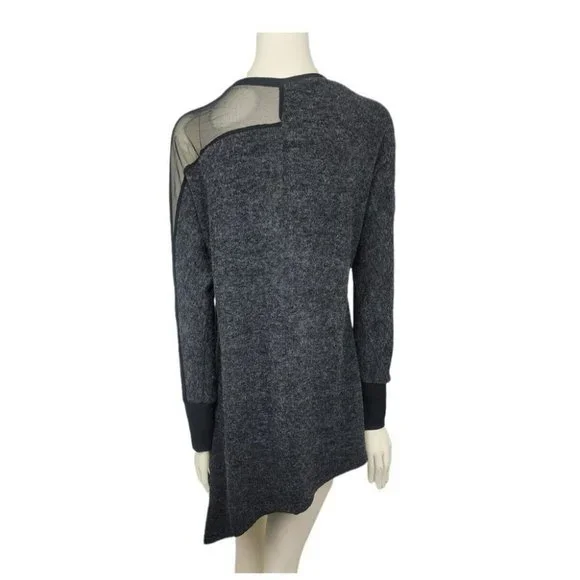 Sympli Tangent Tunic Sweater Mixed Media Lagenlook Hem Mesh Sleeve Knit Top 6-8 - Picture 6 of 12